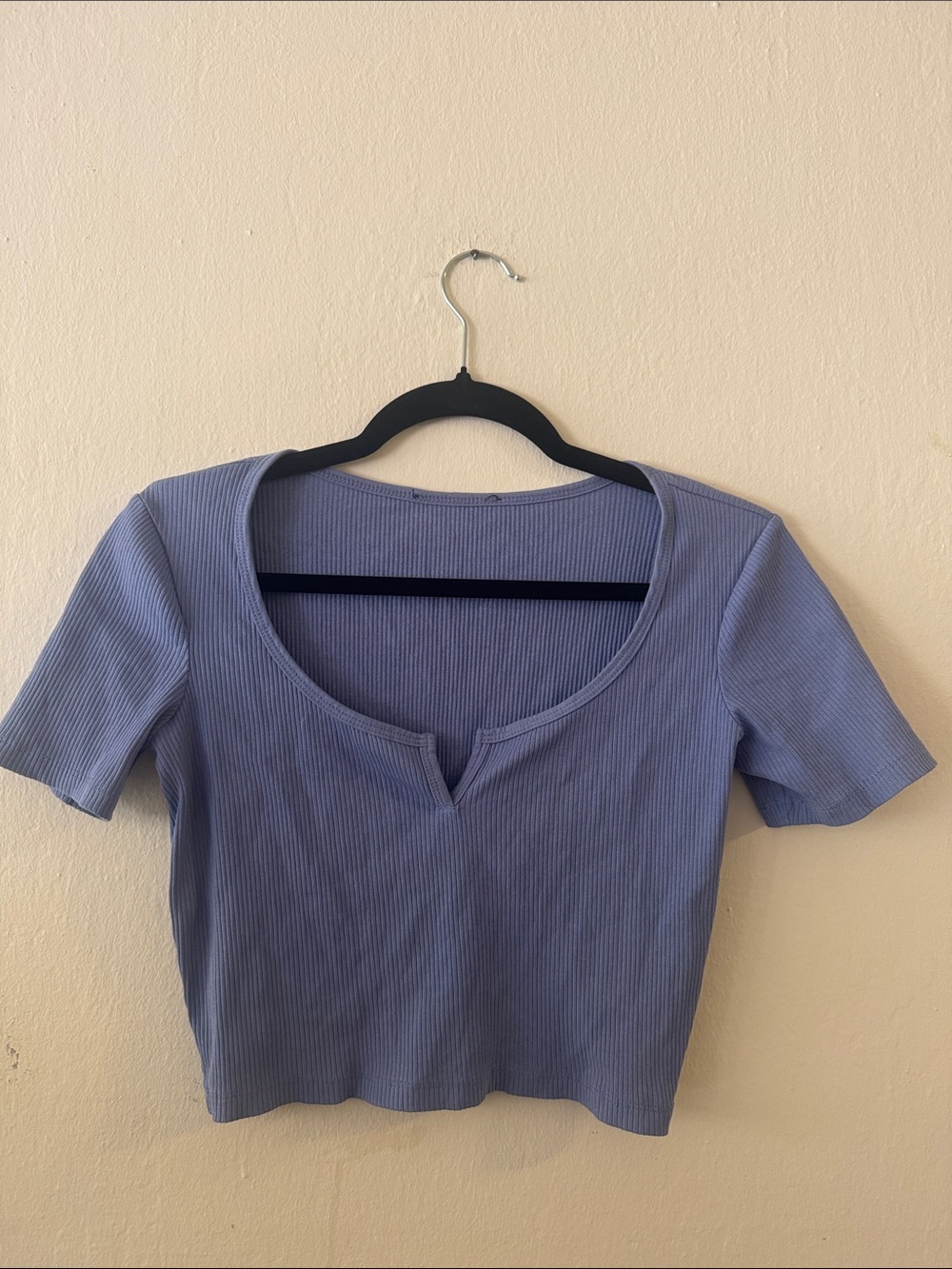 Zara Ribbed V-Notch Scoop Crop Top - Lavender